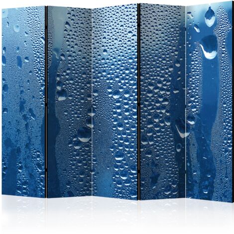 Paravento - Water drops on blue glass II [Room Dividers] - 225x172