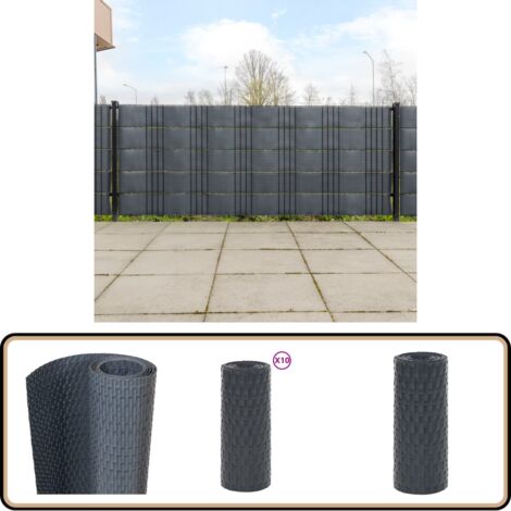 Paravents de balcon 10 pcs anthracite 255x19 cm résine tressée - Pare-vue Balcon - Clôture Jardin - Écran D'intimité - Décoration Extérieur - Pare Brise
