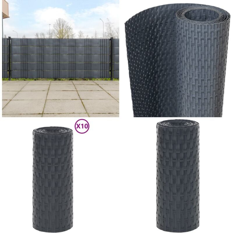 Vidaxl - Paravents de balcon 10 pcs anthracite 255x19 cm résine tressée - Pare-vue Balcon - Clôture Jardin - Écran D'intimité - Décoration Extérieur