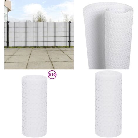 Paravents de balcon 10 pcs blanc 255x19 cm résine tressée - Pare-vue Balcon - Fenêtre Sur Jardin - Décoration Extérieur - Cloison Pliable - Séparation Espace - Home & Living