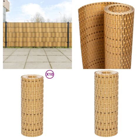 Paravents de balcon 10 pcs marron clair 255x19cm résine tressée - Pare-vue Balcon - Clôture Decorative - Ecran Intimité Jardin - Fenêtre Occultante - Décoration Extérieur - Home & Living