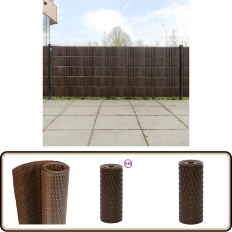 Paravents de balcon 10pcs marron et noir 255x19cm résine tressé - Pare-vue Balcon - Clôture Jardin - Écran Intimité - Décoration Extérieur - Brise Vue