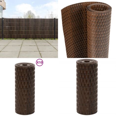 Paravents de balcon 10pcs marron et noir 255x19cm résine tressé - Pare-vue Balcon - Clôture Jardin - Écran Intimité - Décoration Extérieur - Brise Vue - Home & Living