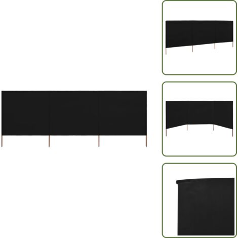 Paravientos de madera - vidaXL Paravientos de playa de 3 paneles tela negro 400x120 cm - Paravientos de tela
