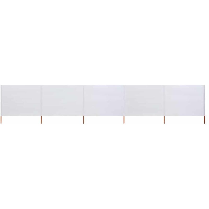 

Paravientos de 5 paneles tela blanco arena 600x120 cm - Blanco - Vidaxl