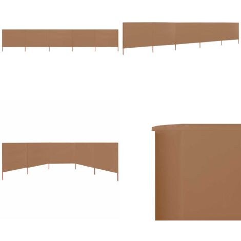 Paravientos de playa de 5 paneles tela gris taupe 600x160cm - Paravientos plegables - Protección contra el viento