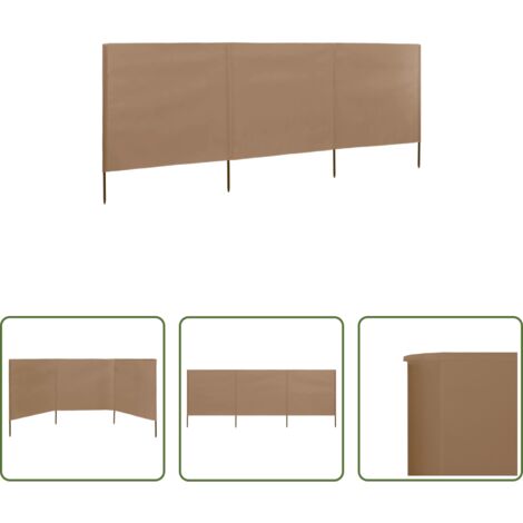 Paravientos plegables -  Paravientos de playa de 3 paneles de tela 400x120 cm gris topo