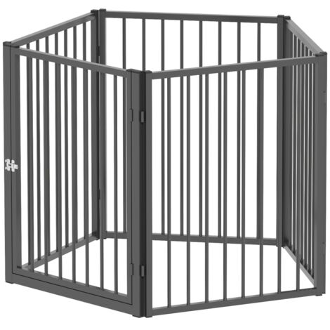 Parc à chiens, enclos pliable portable, 5 panneaux, barrière de sécurité, noir