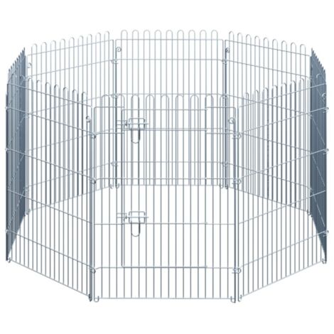 Parc à chiots 8 panneaux - Enclos portable 63x1x91 cm - Barrière de sécurité pour chiens et animaux domestiques - Livré complet - Argent
