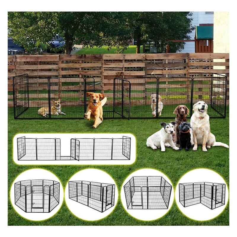 Wyctin - Hofuton Enclos pour Chien, Parc pour Animaux de Compagnie, 8 Panneaux (80 x 60 cm)…