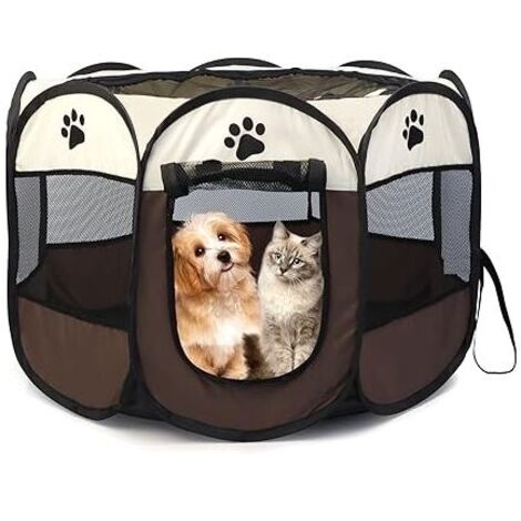 Parc à chiots octogonal pliable 74 x 43 cm – Nylon enduit de PVC – Pour intérieur et extérieur – Installation rapide sans outils