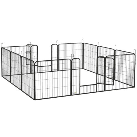 Parc à chiots ultra-résistant à 12 panneaux, pour petits chiens, utilisation intérieure et extérieure - Argent
