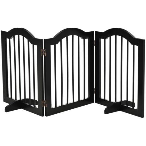 Parc barrière chien 3 parties pliable - Noir Enclos sécurité robuste - 154,5x29,5x61cm, réglable pour animaux - Livré avec pieds