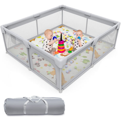 Parc Bébé Modulable VEVOR 120x120 Cm – Pliable, Maille Respirante, Porte Zippée – Pour Intérieur Et Extérieur – Enfants 6-24 Mois