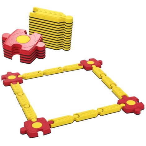 Parc bébé d’équilibre modulable-Poutres flexibles en plastique-Jaune et rouge-165.50x165.50x7.00(cm)