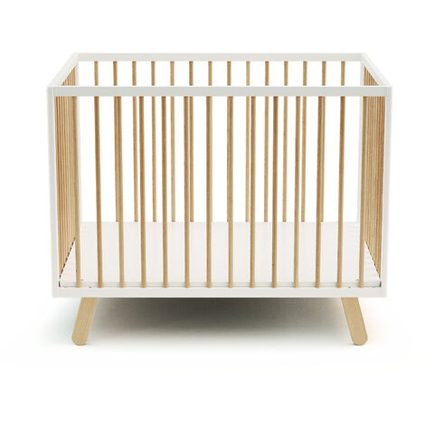 Parc bébé en bois hêtre massif 80 x 100 cm – Fond réglable sur 3 hauteurs – Design original et coloris blanc – Conforme norme EN-12227 – AT4