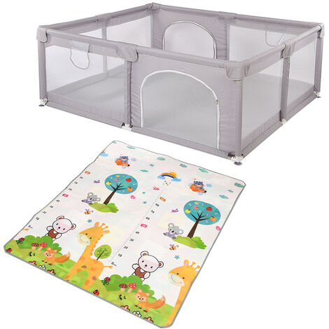 Parc Bébé Haloyo®,Parc pour enfants,Pliable Lavable,1.5 x 1.8 m,gris