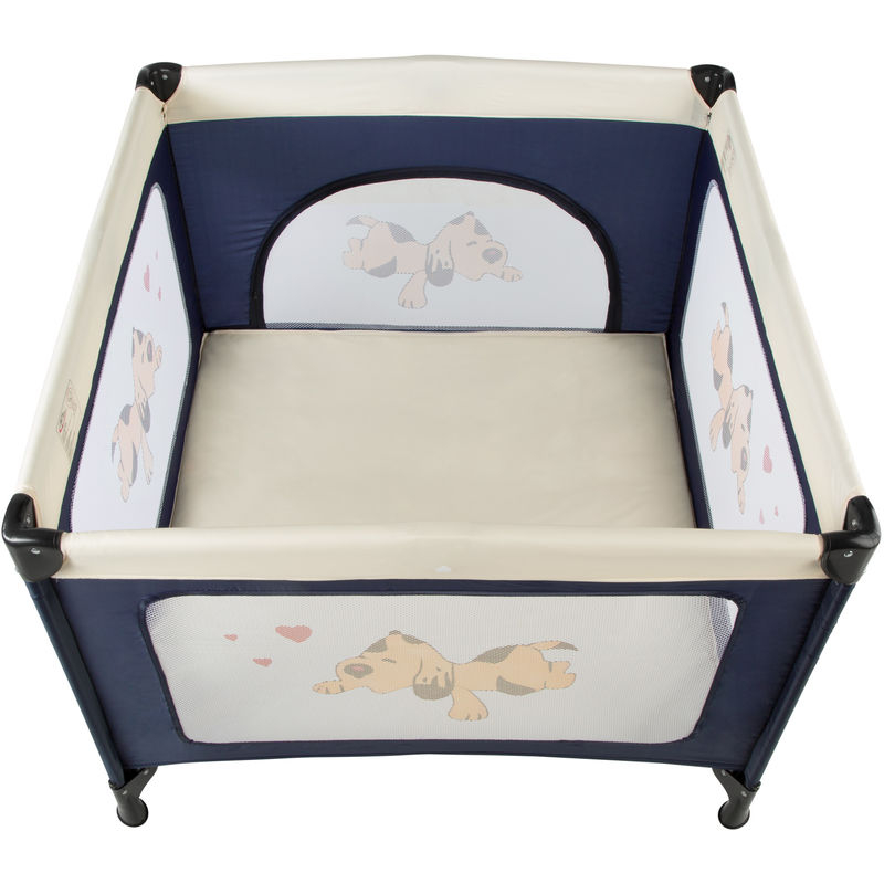 Parc Bebe Pliable Avec Matelas Et Sac De Transport 105 Cm X 105 Cm X 78 Cm Bleu 4025