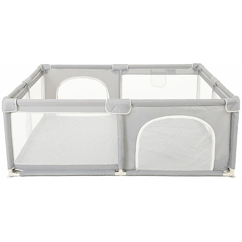 Parc Bébé 150x200cm Parc Enfant avec Tapis Enfant,Parc de jeu pour bébé de sécurité robuste avec 4 Ventouses en Caoutchouc, Gris