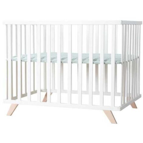 Parc bebé ROBA 75x100 cm laqué blanco con tapis bio Lil Planet verde givré