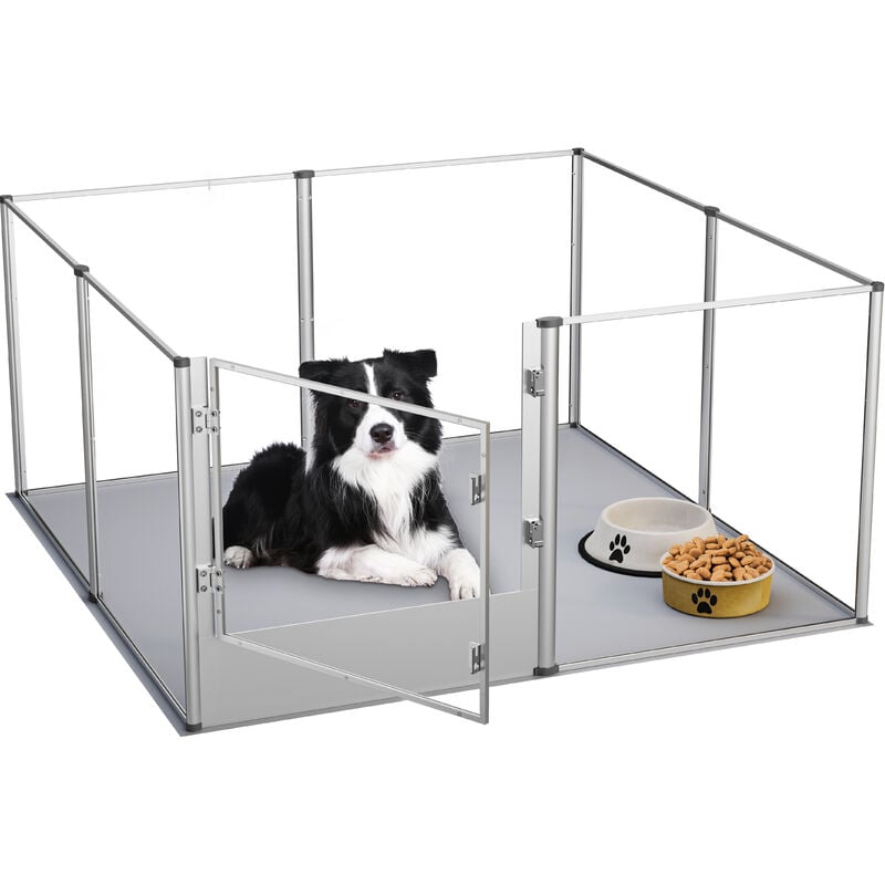 Parc Chien Intérieur Grande Taille Enclos Grand Chien en Acrylique Hauteur 80cm - Caisse de Mise Bas pour Grands Chiens Chat Lapin - 132x132cm