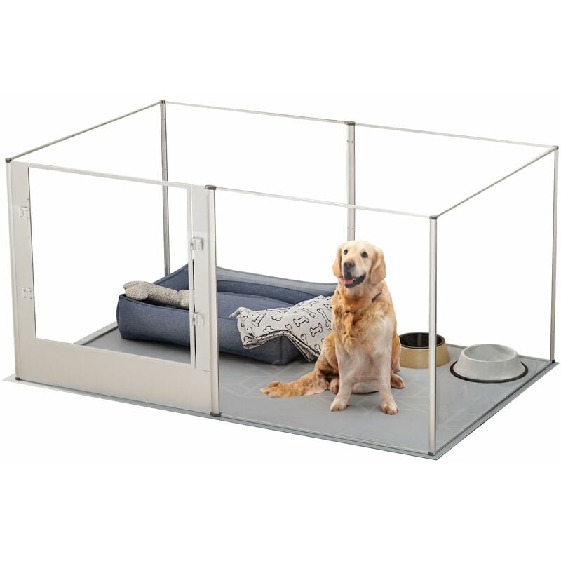 Bingo Paw - Parc Chien Intérieur Grande Taille Enclos Grand Chien en Acrylique Hauteur 80cm - Caisse de Mise Bas pour Grands Chiens Chat Lapin