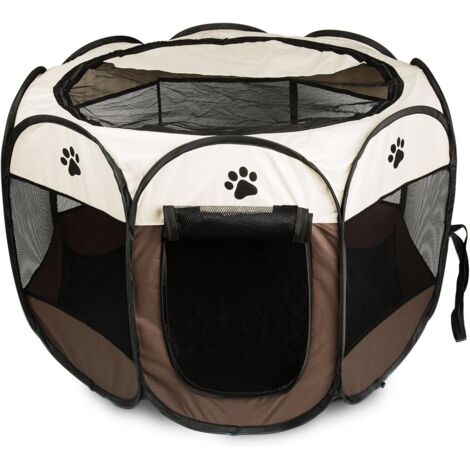 Parc Chien Parc à Chiot Enclos pour Chiens Chats Lapins Pliable Utiliser à l'intérieur et à l'extérieur (café)