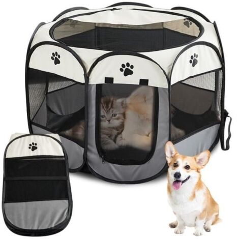 Parc Chiot,Parc pour Chien en Tissu Oxford Impermeable Enclos Exterieur pour Animaux Enclos Pliable pour Chiens,Cloture