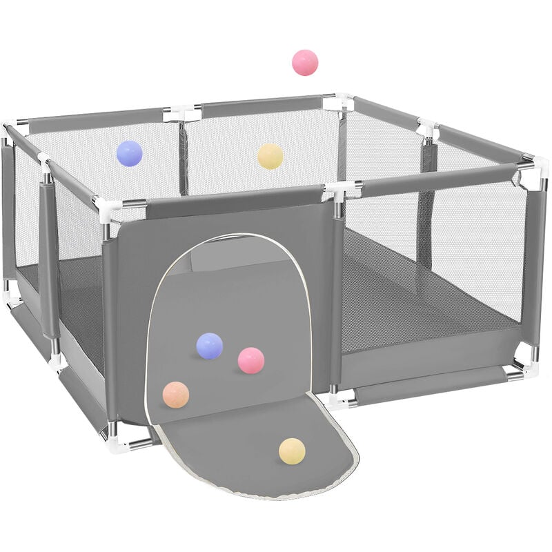 Parc d'enfant cloture de jeu 128 x 66cm gris noel ins-5694