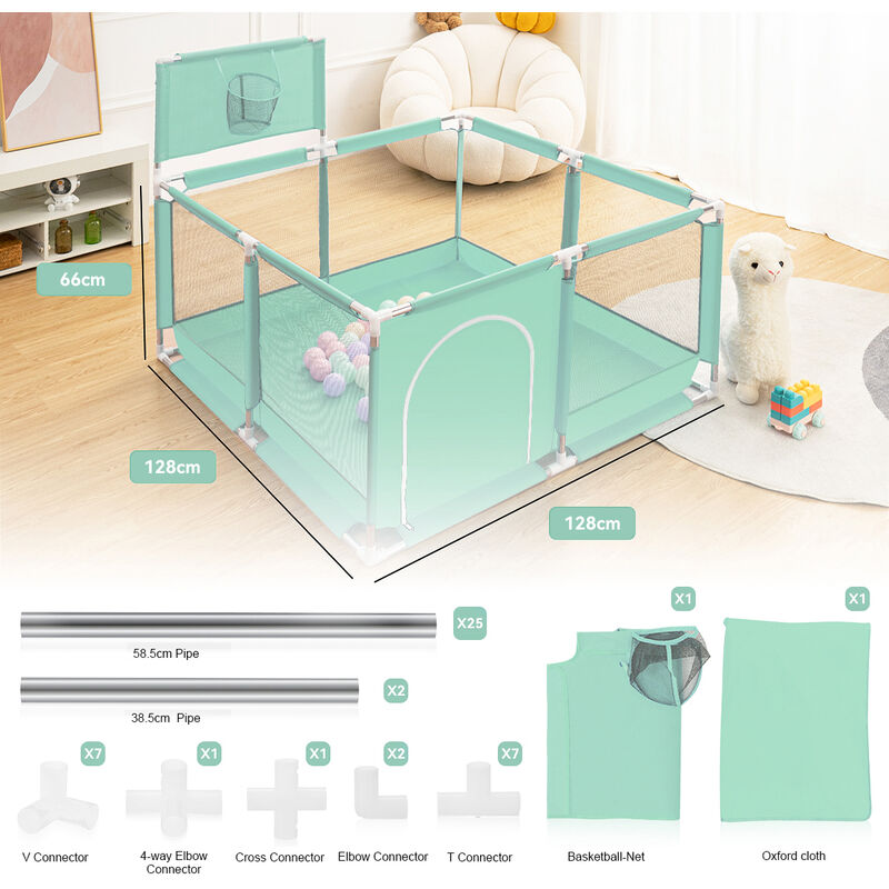 Parc d'enfant cloture de jeu 128 x 66cm vert noel Fantablau