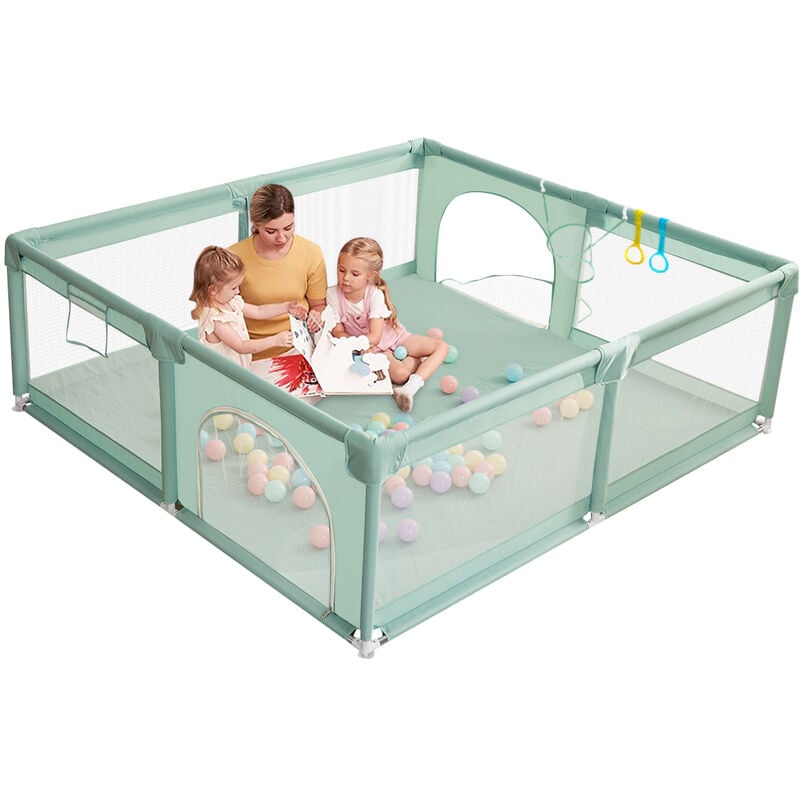 Parc d'enfant cloture de jeu avec panier de basket vert foncé noel 160 x 160 x 66cm