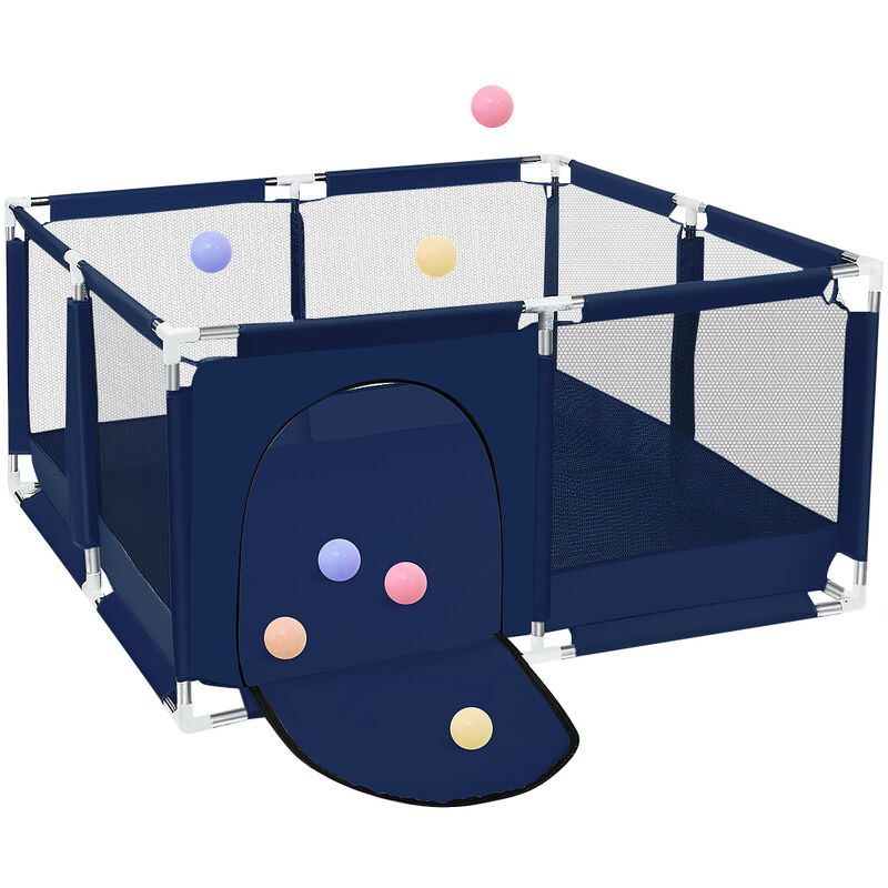 Parc d'enfant cloture de jeu Parc bébé 128x128x66cm Bleu