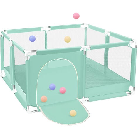 AUGIENB Parc d'enfant cloture de jeu Parc bébé 128x128x66cm Vert Tiga