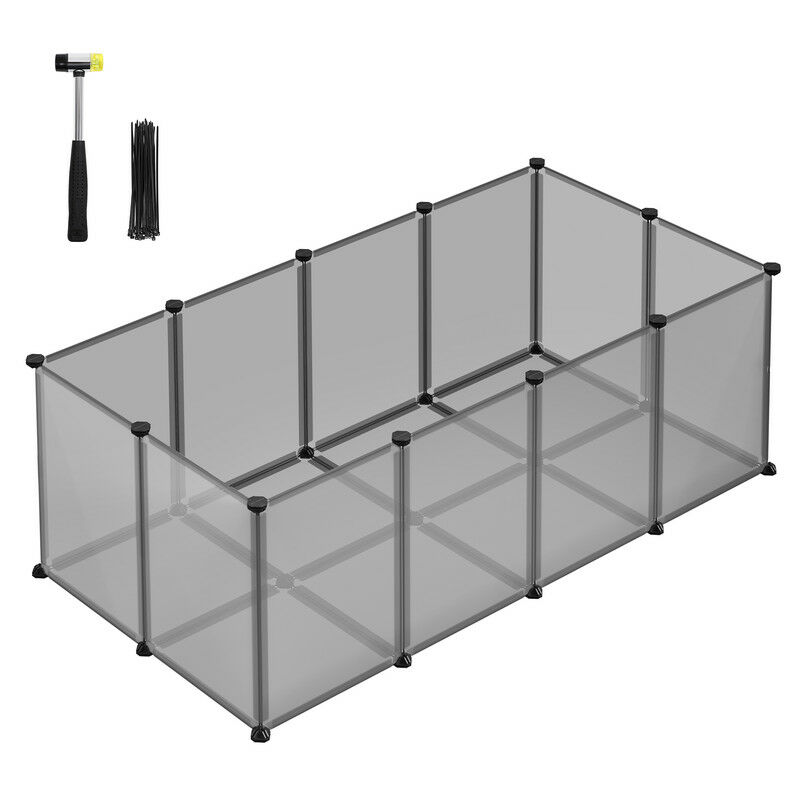 Songmics - Parc Enclos, Cage, Clôture, avec Plancher, Intérieur, Modulable, en Plastique, pour Cochon d'Inde, Lapin, Hérisson, Petits Animaux, 125 x