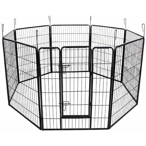 Parc enclos cage pour chiens chiots animaux de compagnie 163 x 163 noir
