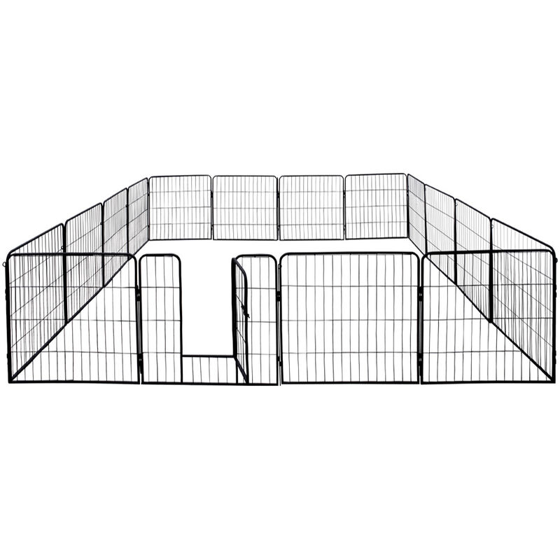 Petigi - Parc Enclos Cage pour Chiens Chiots Animaux Lapin Métal Solide 16 Panneaux 60 cm