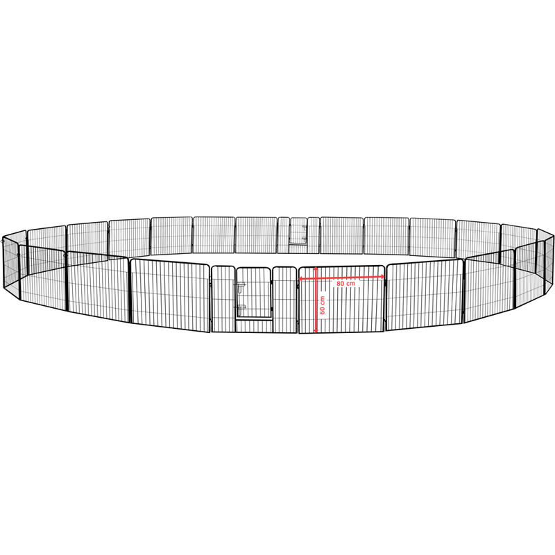Petigi - Parc Enclos Cage pour Chiens Chiots Animaux Lapin Métal Solide 24 Panneaux 60 cm
