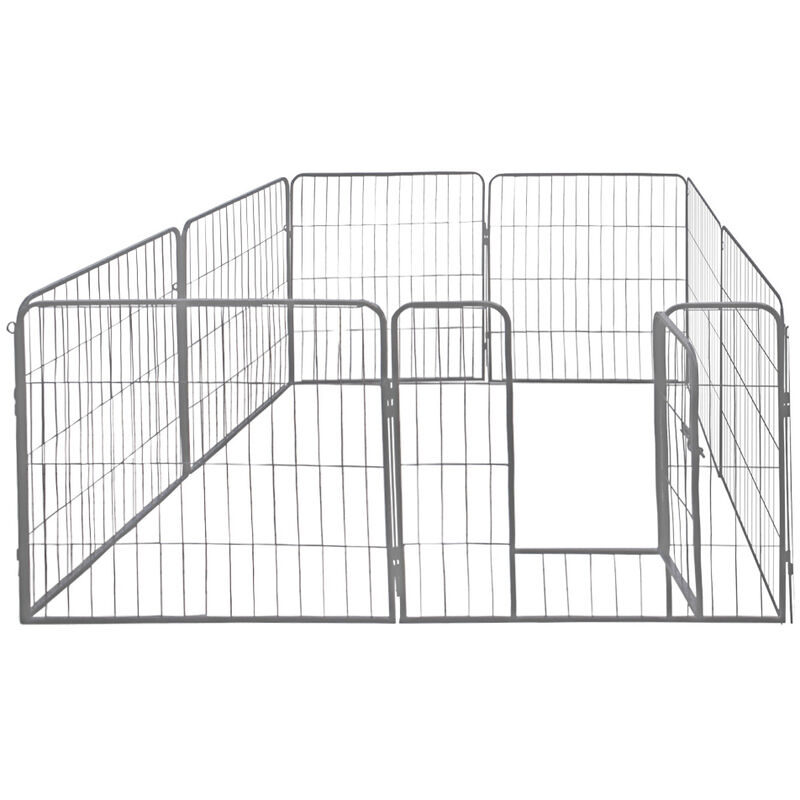Petigi - Parc Enclos Cage pour Chiens Chiots Animaux Lapin Métal Solide 60x80cm 8 Panneaux Argent