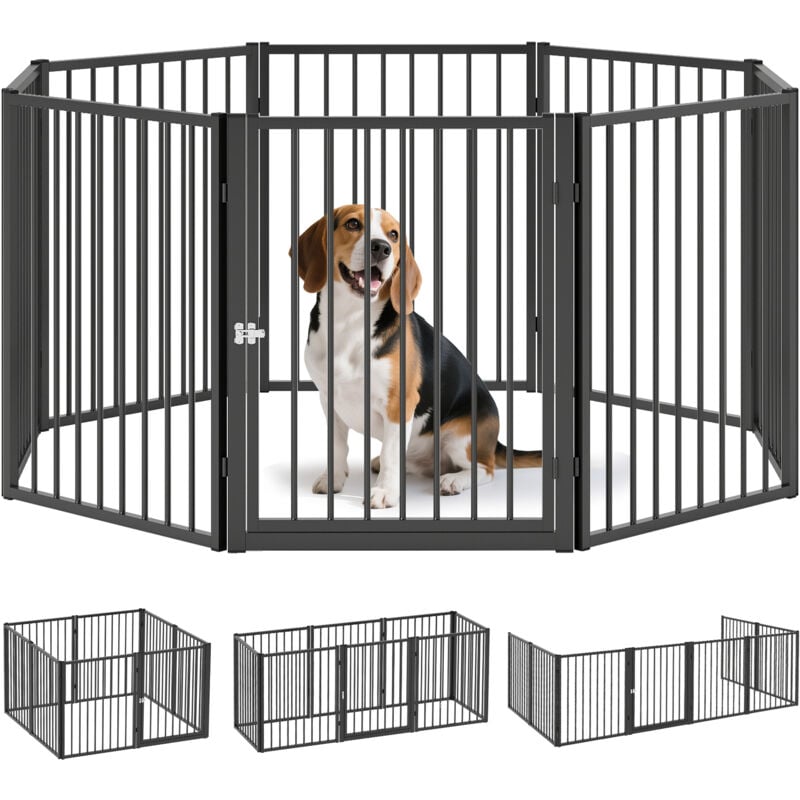 Pawhut - Parc enclos chien modulable pliable - porte verrouillable, 8 panneaux - acier noir