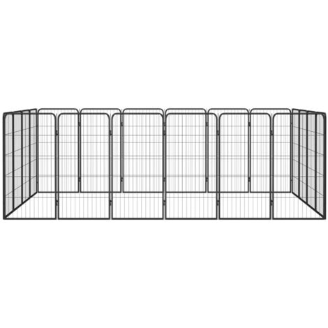 Parc Enclos pour chien 20panneaux Noir 50x100cm Acier enduit de poudre -64474