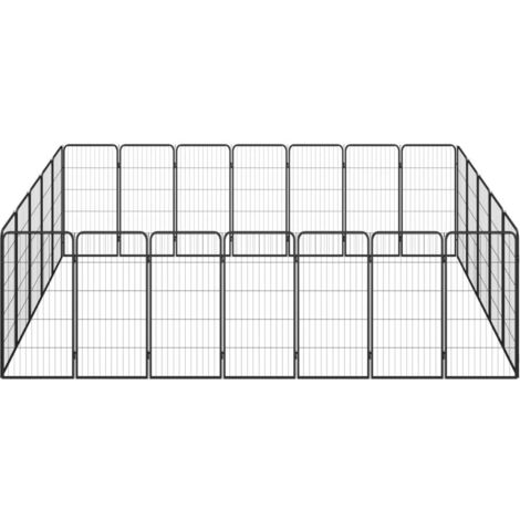 Parc Enclos pour chien 24panneaux Noir 50x100cm Acier enduit de poudre -44861