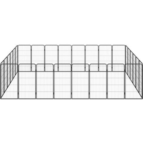 Parc Enclos pour chien 28panneaux Noir 50x100cm Acier enduit de poudre -94701