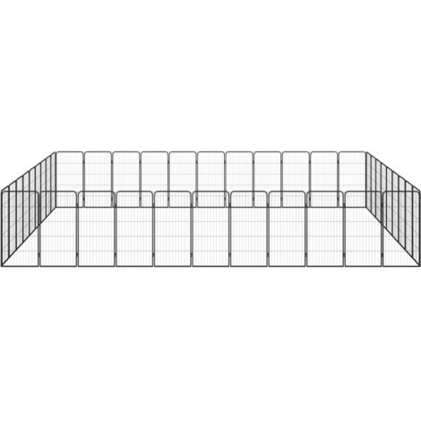 Parc Enclos pour chien 40panneaux Noir 50x100cm Acier enduit de poudre -53588