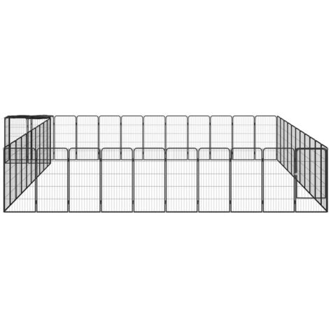 Parc Enclos pour chien 46panneaux Noir 50x100cm Acier enduit de poudre -70910