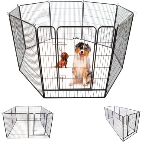 Parc Enclos pour chien chiot et lapin GARDEO100x120x8, 8 panneaux 100x120cm, 4M2, modulable, intérieur et extérieur, pliable, garantie 5 ans, Paitsy