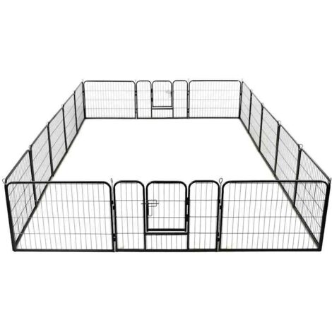 Parc Enclos pour chiens 16 panneaux Acier 60 x 80 cm Noir -62988