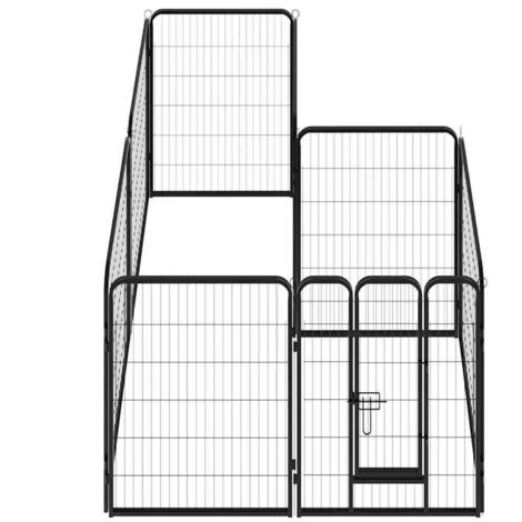 Parc Enclos pour chiens 8 panneaux Acier 80 x 100 cm Noir -96581