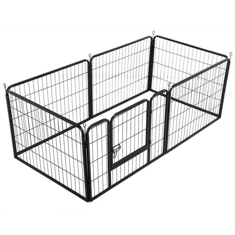Skecten - Parc Enclos pour Chiens Chiot Lapin Rongeur Clôture en Métal pour Exercice Pliable Hauteur 60cm, 6 Panneaux,Noir