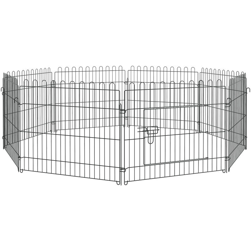 Parc enclos pour chiens chiots animaux domestiques diamètre 158 cm 8 panneaux 71L x 61H cm noir - Pawhut