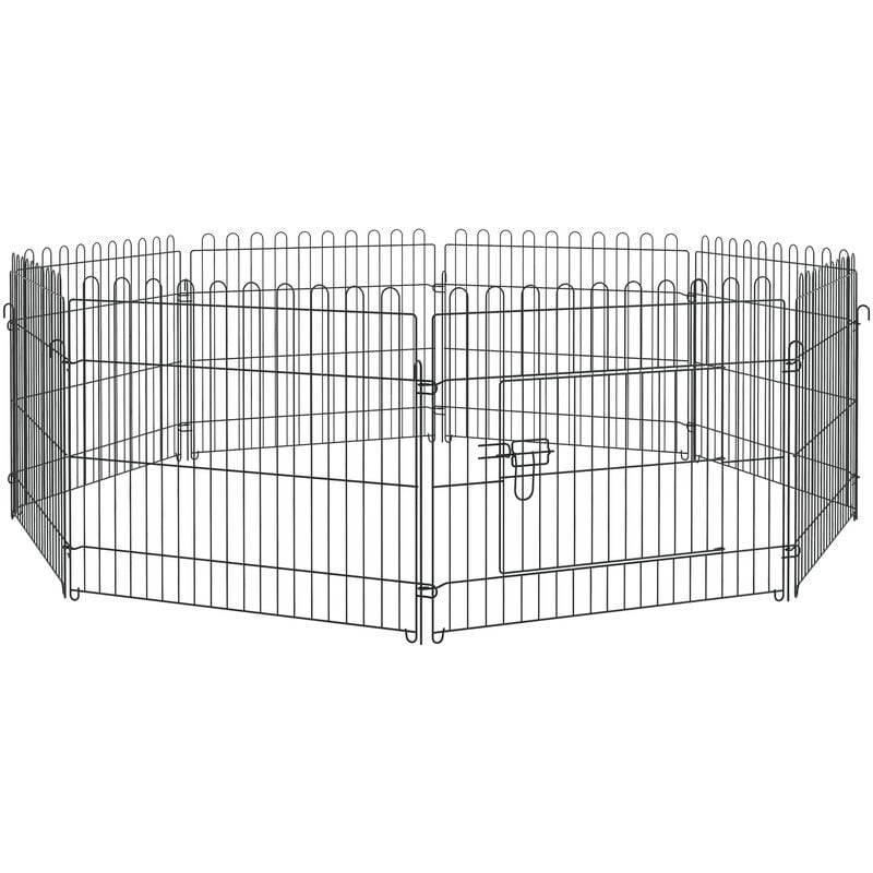 Parc enclos pour chiens chiots animaux domestiques diamètre 158 cm 8 panneaux 71L x 61H cm noir - Noir - Pawhut